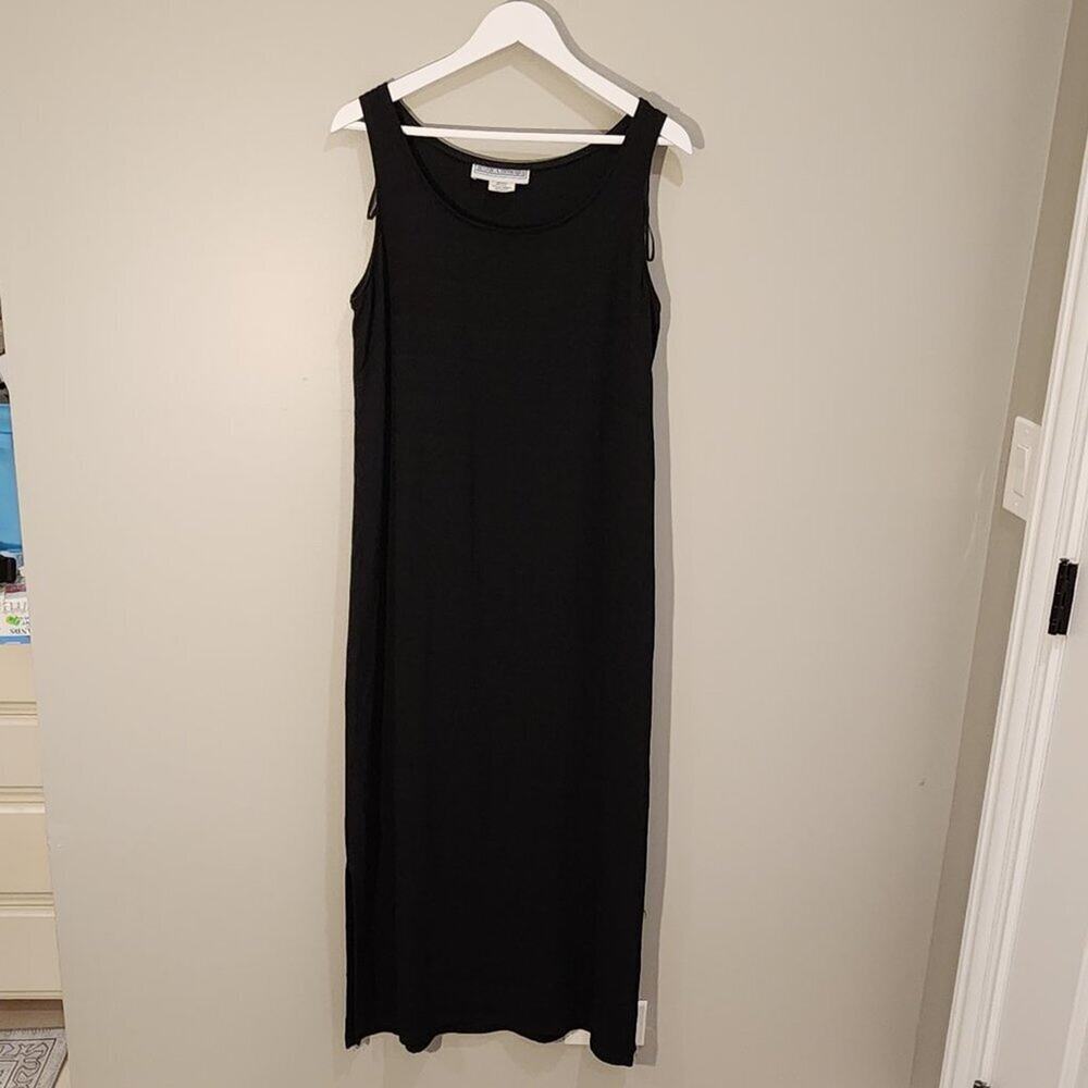 Jessica Howard Maxi Dress Black Crepe Beachy Gothic Classic Layering - Size 12